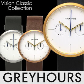 GREYHOURS グレイアワーズ グレーアワーズ 腕時計 ヴィジョンクラシック ユニセックス クオーツ 5気圧防水 曜日・日付表示 フランス製ラムレザー ステンレス GH-01 ギフト