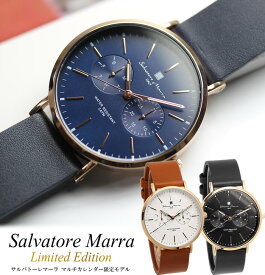 【楽天スーパーSALE】【半額以下】Salvatore Marra サルバトーレマーラ 腕時計 メンズ レディース 薄型 マルチカレンダー クラシック 革ベルト レザー 38mm ブランド 人気 シンプル ウォッチ SM15117L