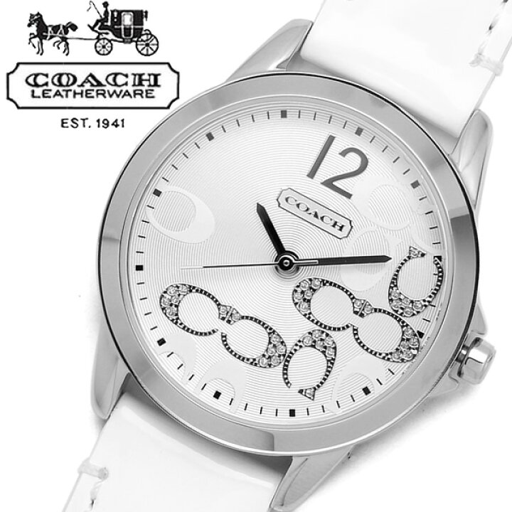 COACH コーチ シグネチャー柄 レディース腕時計 ラバーベルト ホワイト  