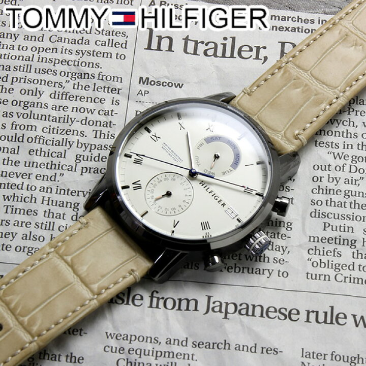 楽天市場 Tommy Hilfiger トミーヒルフィガー 腕時計 ウォッチ クオーツ メンズ 男性用 日常生活防水 カレンダー ベージュ クラシック Cameron