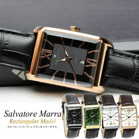 Salvatore Marra サルバトーレマーラ 腕時計 メンズ レディース ユニセックス 男女兼用 革ベルト ブランド 人気　レクタンギュラー 角型 四角 カットガラス おしゃれ SM21101