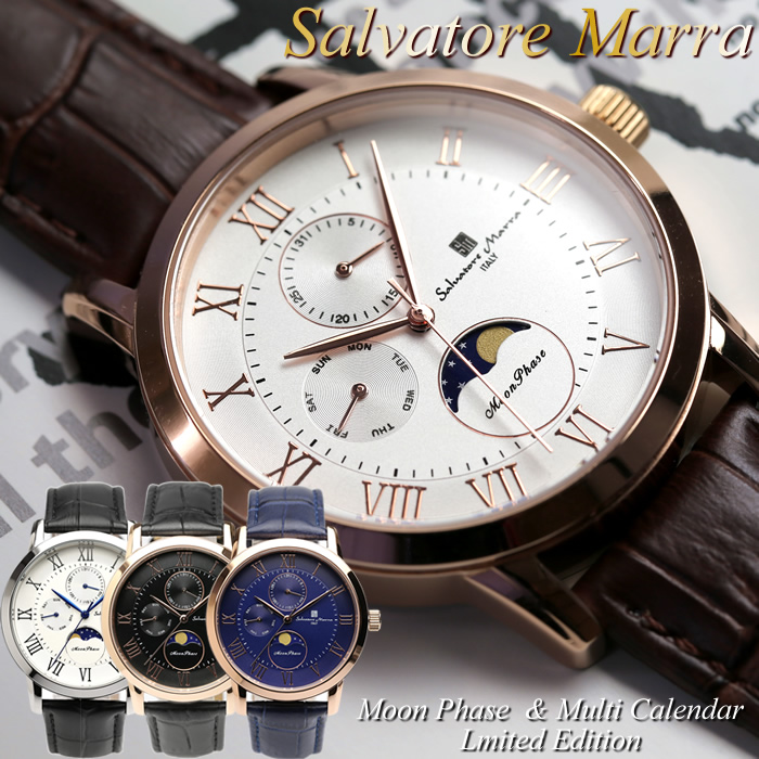 Salvatore Marra サルバトーレマーラ ムーンフェイズ 腕時計 メンズ 限定モデル 革ベルト レザー ブランド クラシック ギフト プレゼント ウォッチ SM21106