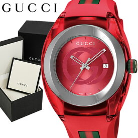 GUCCI グッチ 腕時計 ウォッチ ラバー メンズ レッド 46mm 日常生活防水 クオーツ ファッション ブランド ギフト 贈り物 プレゼント ya137103a