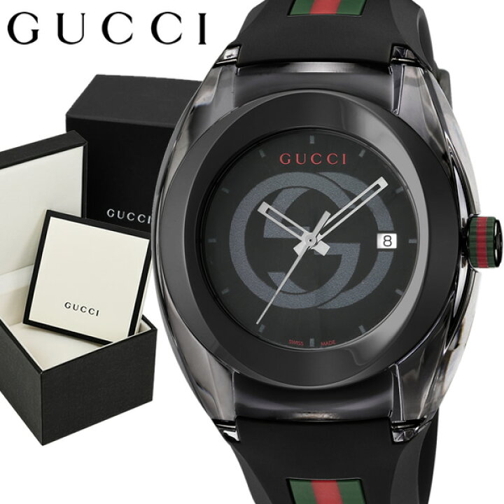 楽天市場】GUCCI グッチ 腕時計 ウォッチ ラバー メンズ ブラック 46mm 