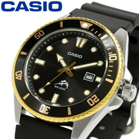 CASIO カシオ ダイバーズウォッチ メンズ 男性用 腕時計 ウォッチ ビルゲイツ 着用色違いモデル ブラック ゴールド シンプル デイトカレンダー ラバー MDV-106G-1AVCF