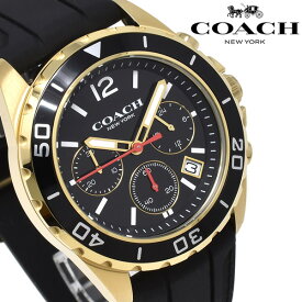 コーチ COACH メンズ 腕時計 KENT ケント ウォッチ ブラック ゴールド ラバーベルト クオーツ クロノグラフ ブランド プレゼント 14602564