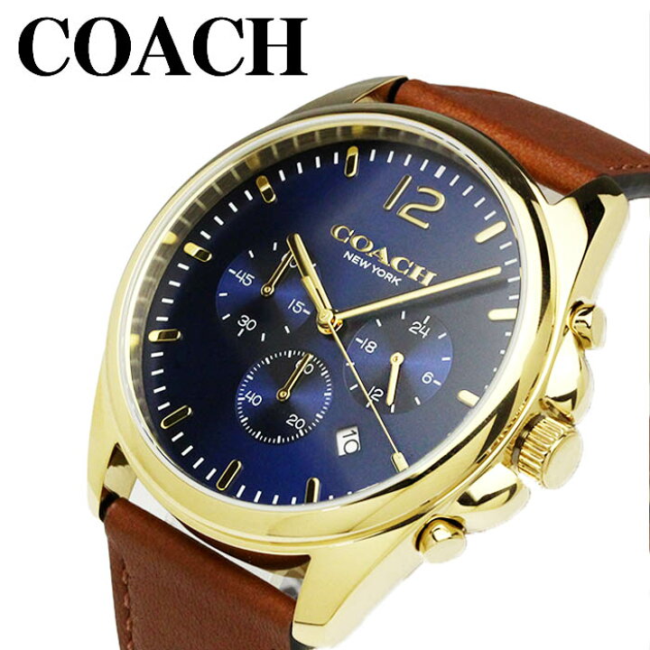 COACH コーチ 腕時計 メンズ 見受け クロノグラフ 革ベルト レザー