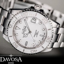 DAVOSA ダボサ 腕時計 メンズ レディース 自動巻き ダイバーズウォッチ テルノス Ternos Medium 20気圧防水 セラミックベゼル スイス製 ブランド ホワイト 9827047