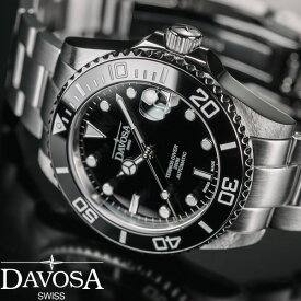 DAVOSA ダボサ 腕時計 36.5mm メンズ レディース 自動巻き ダイバーズウォッチ テルノス 20気圧防水 セラミックベゼル スイス製 ブラック 9827049