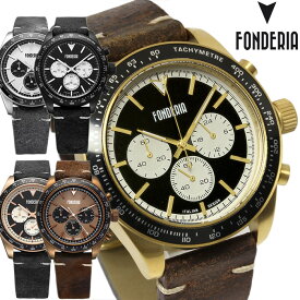フォンデリア 腕時計 メンズ クロノグラフ 革ベルト レザー ヴィンテージ レトロ クラシック 人気 ブランド ウォッチ 父の日 ギフト 日本製ムーヴメント FONDERIA SALTSPEEDER