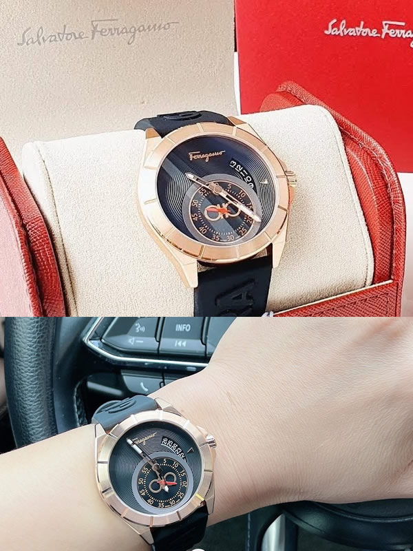 サルヴァトーレフェラガモ 腕時計 メンズ スイス製 アーバン 43mm クオーツ メンズ SF1Y01321 Salvatore Ferragamo  アナログ ブラック 黒 | CAMERON