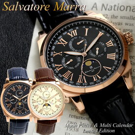 【楽天スーパーSALE】【半額以下】Salvatore Marra サルバトーレマーラ ムーンフェイズ 腕時計 メンズ 限定モデル 革ベルト レザー ブランド クラシック ギフト プレゼント ウォッチ SM22105S