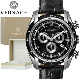 VERSACE ヴェルサーチ ベルサーチ メンズ 腕時計 V-レイ クロノグラフ 革ベルト 男性用 スイス製 ベルサーチェ VERSACE V-RAY ブラック VEDB00118
