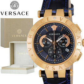 VERSACE ヴェルサーチ ベルサーチ メンズ 腕時計 クロノグラフ 革ベルト 男性用 スイス製 ベルサーチェ ネイビー VERQ00120