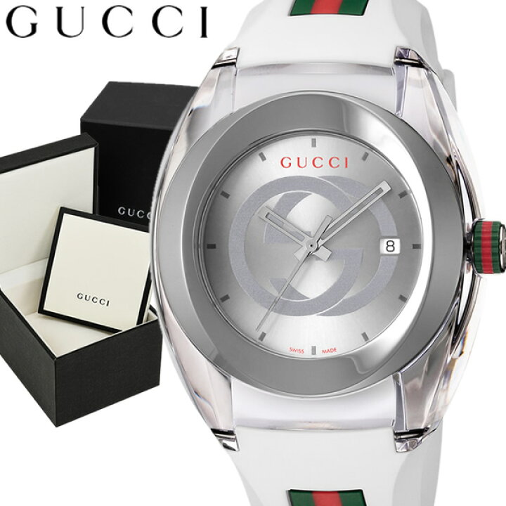 楽天市場】GUCCI グッチ 腕時計 ウォッチ ラバー メンズ ホワイト 46mm 