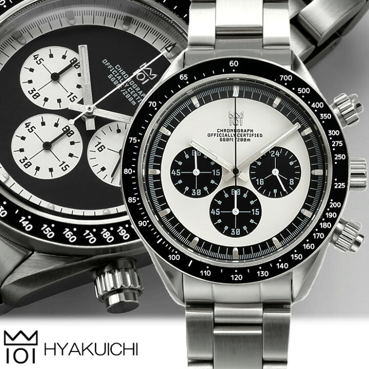 HYAKUICHI 101クォーツ腕時計 クロノグラフ 写真更新 HYAKUICHI101 