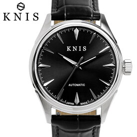 KNIS ニス 日本製 自動巻き 腕時計 メンズ サファイアガラス 革ベルト レザー 10気圧防水 機械式 人気 ブランド ギフト ブラック×ブラックレザー 20代 30代 40代 50代 60代 ギフト