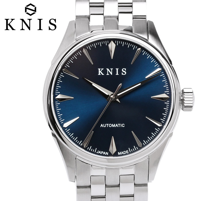 KNIS ニス 日本製 自動巻き 腕時計 メンズ サファイアガラス ステンレスベルト 10気圧防水 機械式 人気 ブランド ギフト メイドインジャパン KN001 ブルー ネイビー