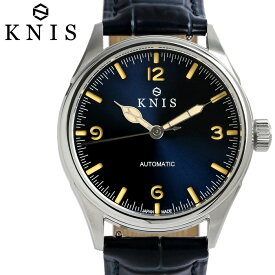 KNIS ニス 日本製 自動巻き 腕時計 メンズ レトロモダン スーパールミノバ 革ベルト レザー 10気圧防水 機械式 人気 ブランド KN002 ブルー