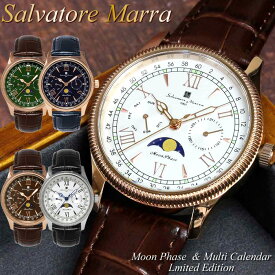 【アフターセール】【半額以下】Salvatore Marra サルバトーレマーラ ムーンフェイズ 腕時計 38mm メンズ レディース 限定モデル 革ベルト レザー ブランド クラシック ギフト プレゼント ウォッチ SM24110