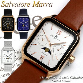 【楽天スーパーSALE】【半額以下】Salvatore Marra サルバトーレマーラ ムーンフェイズ 腕時計 メンズ スクエア 角型 限定モデル 革ベルト レザー メッシュベルト ブランド クラシック ギフト プレゼント ウォッチ SM24112