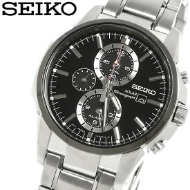 【楽天スーパーSALE】セイコー SEIKO 腕時計 メンズ ソーラー クロノグラフ ウォッチ アラーム ブランド ブラック シルバー 父の日 ギフト SSC087P1