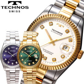 TECHNOS テクノス 腕時計 メンズ ウォッチ 男性用 ラウンドデイト 3針 アナログ クォーツ 日本製ムーブメン ト 記念日 誕生日 プレゼント お祝い 贈答品 ビジネス シルバー ネイビー ゴールド グリーン ホワイト