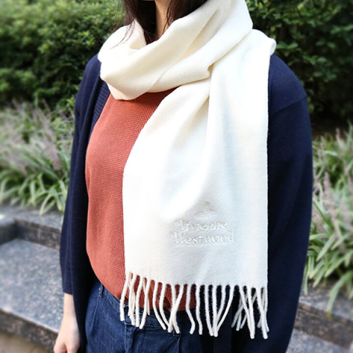 楽天市場 ヴィヴィアンウエストウッド マフラー レディース オーブ ロゴ 刺繍 ブランド ウール100 ホワイト 人気 ギフト Vivienne Westwood 01 Wh Cameron