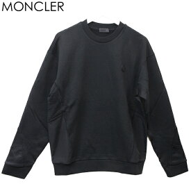 【楽天スーパーSALE】モンクレール メンズ スウェット トレーナー MONCLER ブランド トップス プルオーバー 長袖 ロゴ ワッペン コットン ブラック 8G000 02 809KR 999