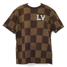 ルイヴィトン Tシャツ メンズ LOUIS VUITTON ショートスリーブコットンダミエクルーネックウィズストラスLVパッチ 1AFIUQ サイズL