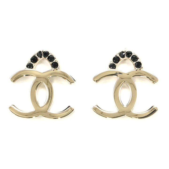 CHANEL ピアス シャンパンゴールド ブラック