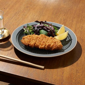 キキメ KIKIME amime プレートL GRAY 黒酸化網 ホワイト 白 ゴールド 金 皿 食器 網付き食器 美濃焼 燕市 ステンレス 揚げ物 ギフト #85247