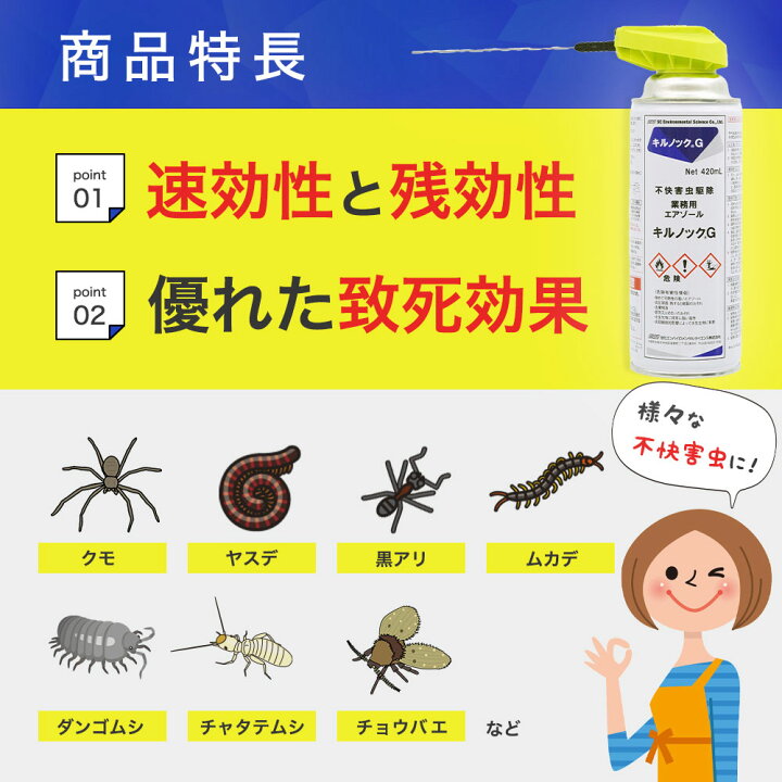 楽天市場 チャタテムシ 退治 コナチャタテムシ 駆除 スプレー キルノックg 4ml 業務用 殺虫剤 ワラジムシ ダンゴムシ ヤスデ ムカデ チャタテムシ クロアリ クモ 不快害虫用 残効性 速効性 フラッシング効果 北海道 沖縄 離島配送不可 キャンペーン365