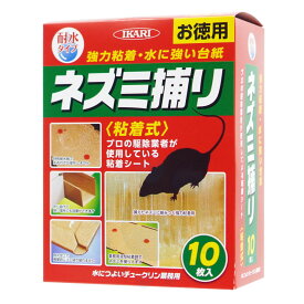 ネズミ粘着シート 水につよいチュークリン業務用 10枚入 耐水 イカリ消毒
