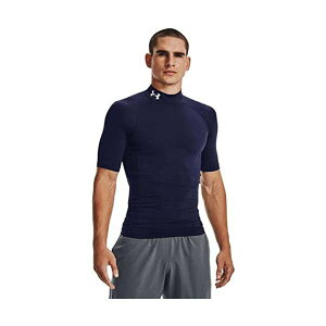 A_[A[}[(UNDER ARMOUR) UA HG Armour Comp Mock SS NAVY/WHITE