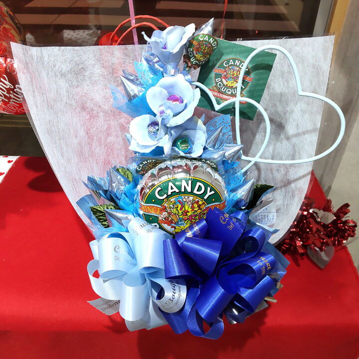 楽天市場 ｌｏｖｅバケッツ ブルー キャンディーブーケ キャンディブーケ 正規販売店 お菓子 ブーケ 花束 チョコレート チョコ キャンディー キャンディ Kissチョコ 誕生日 お祝い プレゼント 発表会 記念日 結婚 開店祝 出産祝 楽屋見舞い サプライズ ばら バラ