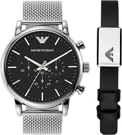 エンポリオ アルマーニ 腕時計 メンズ ブラック シルバー EMPORIO ARMANI AR80062SET LUIGIセット
