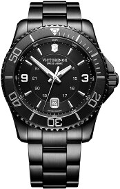 腕時計 防水 ブラック シンプル Victorinox ビクトリノックス 241798 メンズ クオーツ ステンレススチール MAVERICK Black Edition ブラックPVD 43mm ビジネス カジュアル 耐久性 ご褒美 プレゼント 並行輸入品