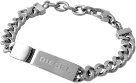 ディーゼル ブレスレット メンズ シルバー シンプル DIESEL DX0966040 ロゴプレート＆チェーン 並行輸入品