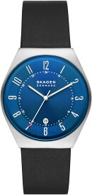 スカーゲン 腕時計 メンズ ブラック ブルー クオーツ レザー カレンダー SKAGEN SKW6814