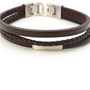 tHbV uXbg Y Multi-Strand Leather Bracelet Vo[ SILVER uE BROWN JF03323040 FOSSIL