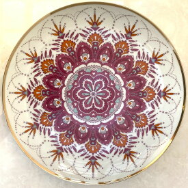Gypsy ジプシー 大皿 (平皿) ピンク 桃 27cm 柄 絵皿 陶磁器 セラミック 食器 洋食器 丸皿 お皿 皿 ディッシュ ディナープレート ワンプレート プレート テーブルウェア おしゃれ ハンドメイド モダン プレゼント ギフト 贈り物 祝 新生活 輸入 海外 外国 異国 トルコ製