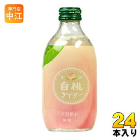 友桝飲料 豊潤白桃サイダー 300ml 瓶 24本入 〔炭酸飲料〕