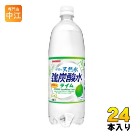 サンガリア 伊賀の天然水 強炭酸水 ライム 1L ペットボトル 24本 (12本入×2 まとめ買い) 炭酸水 無糖炭酸 水