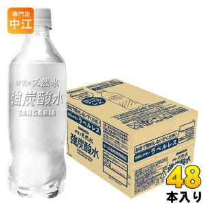 サンガリア 伊賀の天然水 強炭酸水 ラベルレス 450ml ペットボトル 48本 (24本入×2 まとめ買い) 炭酸水 無糖炭酸 水