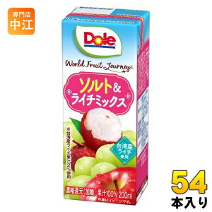 雪印メグミルク Dole World Fruit Journey ソルト&ライチミックス 100% 200ml 紙パック 54本 (18本入×3 まとめ買い) 果汁飲料 フルーツジュース 果汁100% ドール