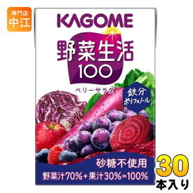 カゴメ 野菜生活100 ベリーサラダ 100ml 紙パック 30本入 野菜ジュース 紫の野菜と果実 砂糖不使用