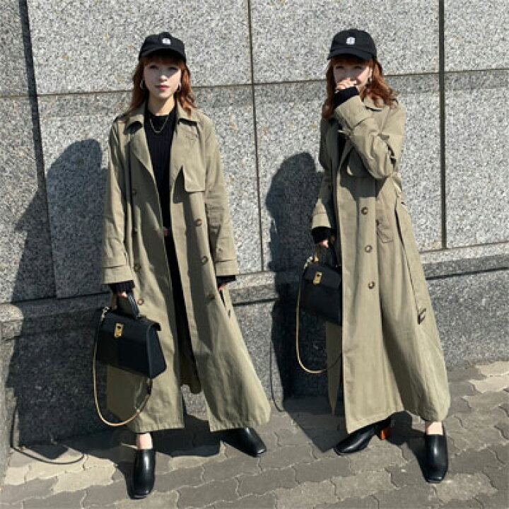 楽天市場】【 トレンチコート マキシ 】新色ライトカーキがでました  