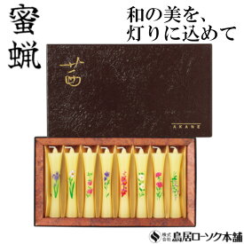 「蜜蝋 茜 進物 8本入」蜜蝋燭 蜜ろうそく 絵ろうそく お供え 花ローソク はなろうそく 蜜蝋 和ロウソク ろうそくギフト 花蝋燭 花ろうそく セット かわいい 花柄 六角 和型 キャンドル ともしび 仏具 仏壇 神具 ギフト 進物 贈答 贈り物 お彼岸 法要 葬儀 名入れ