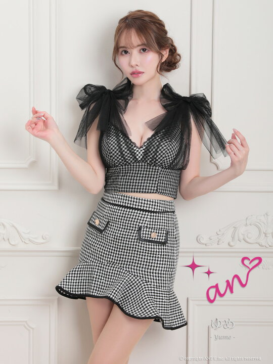 楽天市場】【an/アン】千鳥格子柄/ 肩リボン/ リボンスリーブ  